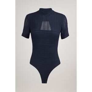 Abercrombie & Fitch low back high neck short sleeve lace body suite size xl